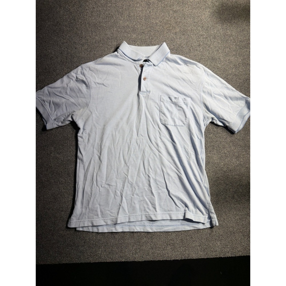 Marc Edwards Swift Dry Mens Polo Shirt Blue White Stripe Short Sleeve Pocket M